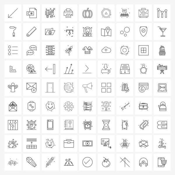 Jednoduchá Sada Řádkových Ikon Jako Jsou Dýně Jídlo Program Tiskárna — Stockový vektor