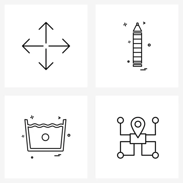 Set Iconos Símbolos Para Flecha Agua Maximizar Estacionario Vidrio Vector — Vector de stock