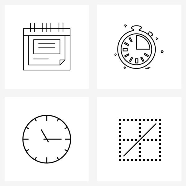 Modern Vektor Linje Illustration Enkel Linje Ikoner Kalender Tid Bank — Stock vektor
