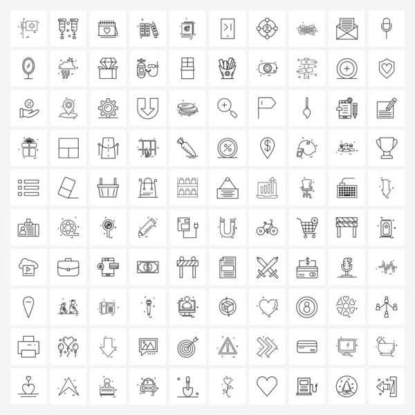 Isolated Symbols Set 100 Simple Line Icons Passport Folder Day — Stock Vector
