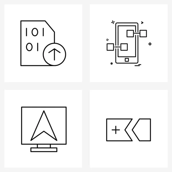 Set Von Liniensymbolen Zeichen Und Symbole Von Karte Pfeil Codding — Stockvektor