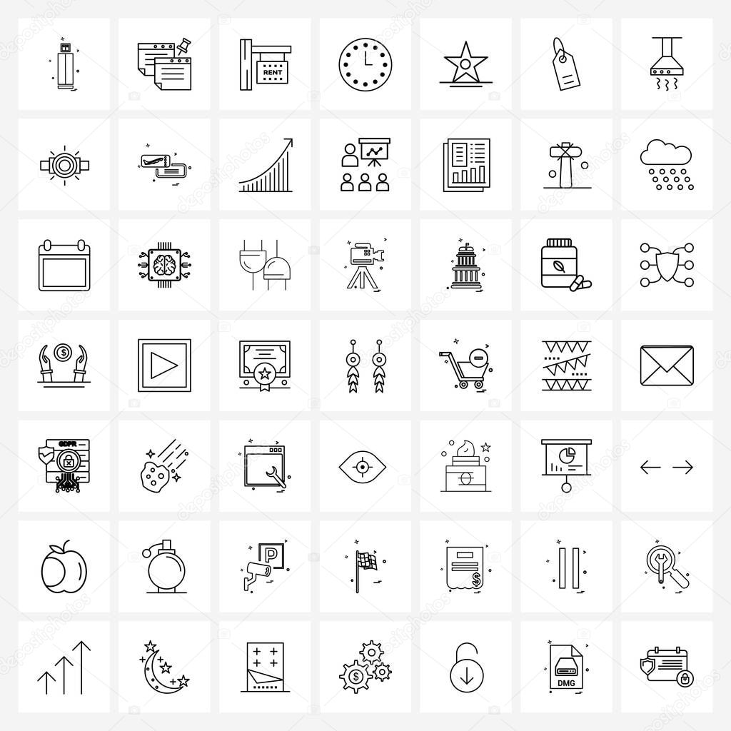 Set of 49 Line Icon Signs and Symbols of star, fame, real estate, walk of fame, time Vector Illustration