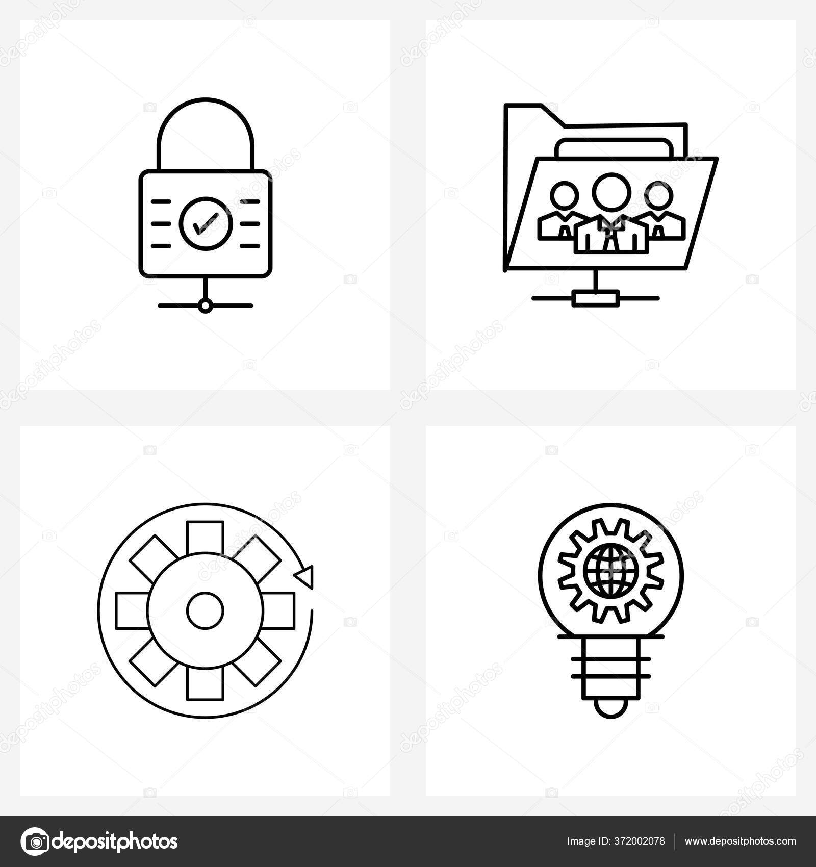 Symboles Universels Icones Ligne Moderne Verrouille Seo Dossier Partage Lan Image Vectorielle Par Ibrandify C Illustration