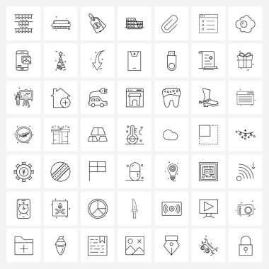 Çizgi Simgesi: 49 Modern Kağıtataş, kıskaç, etiket, simge, Kolezyum Vektör İllüstrasyonu