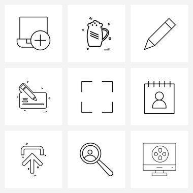 UI Takvimin 9 Temel Satır Simgesi, Seç, düzenle, imleç, Kalem Vektörü İllüstrasyonu