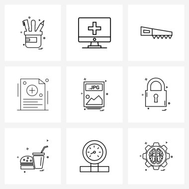 Dosya uzantısı, dosyası, oluşturulması, eklenmesi, araç gereçleri İllüstrasyonu için 9 UI simgesi ve simgesi kümesi