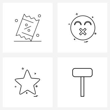 İndirim, yer imi, pazartesi, duygu, yıldız vektörü illüstrasyonunun 4 Basit Satır Simgesi Modern Vektör Çizgisi Görünümü