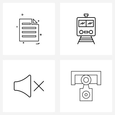 Web Uygulamaları dosyası, cildi, dosyaları, yolculuğu, ses vektörü illüstrasyonu için 4 Evrensel Satır Simgesi paketi