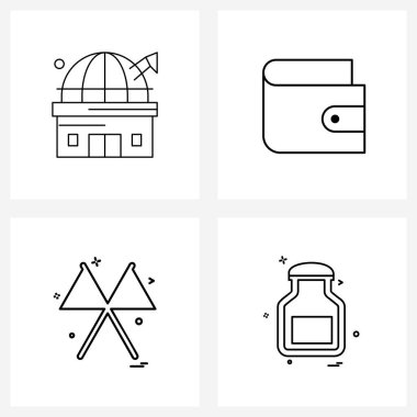 Web Uygulamaları Gözlemevi, Para, Bayrak, Tıbbi Vektör İllüstrasyonu için 4 Evrensel Satır Simgesi Paketi