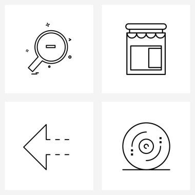 4 Modern Pictogram 'lık Mobil UI Satır Simgesi Bulma, Arayüz, Yakınlaştırma, İş, cd Vektör Resimleri