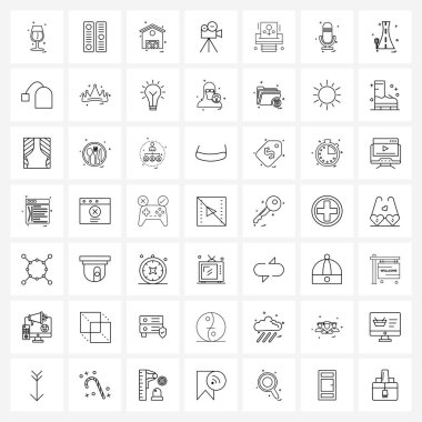 49 Düzenlenebilir Vektör Satırı Simgesi ve Oylama, Apartman, Video, Medya Vektörü İllüstrasyonu Modern Sembolleri