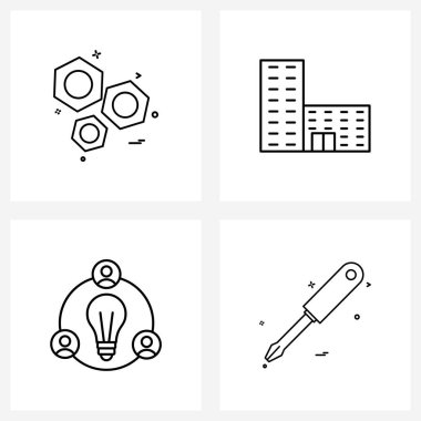 Mobil UI Hattı Simgesi 4 Modern Pictogram yapı, fikir, çalışma, kule, iletişim vektörü ilülasyonu