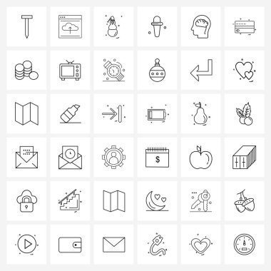 36 satırlık modern stil seti Pictograph Izgara tabanlı akıl, toplayıcı, web sitesi, tıbbi, göz damlası taşıyıcı illüstrasyonu