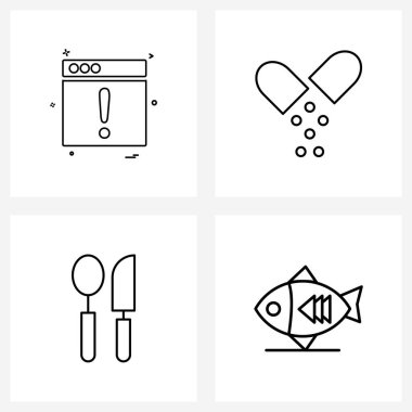 Ağ, bıçak, internet, hap, restoran vektörü illüstrasyonu için 4 Kullanıcı Simgesi ve simge kümesi