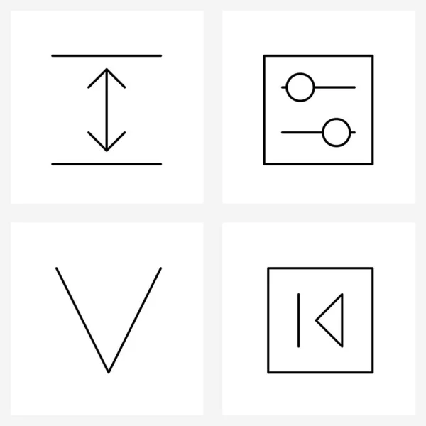 Isolierte Symbole Set Von Einfachen Zeilensymbolen Von Expandieren Zurück Einstellungen — Stockvektor