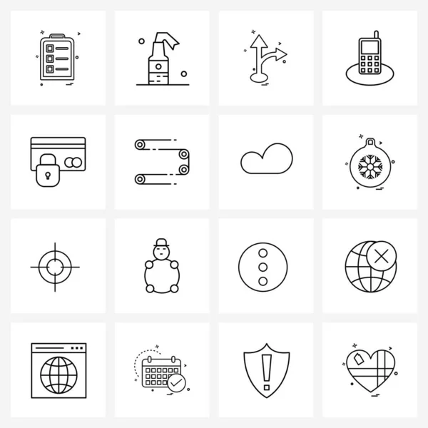 Symboles Isolés Ensemble Icônes Ligne Simple Carte Crédit Communication Flèches — Image vectorielle