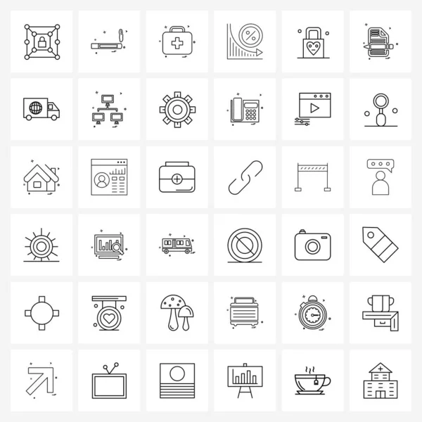 Set Von Modern Line Icons Von Gesperrt Rate Aktentasche Prozent — Stockvektor