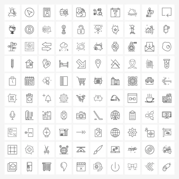 Πακέτο 100 Universal Line Icons Για Παιχνίδι Web Applications Κάντε — Διανυσματικό Αρχείο