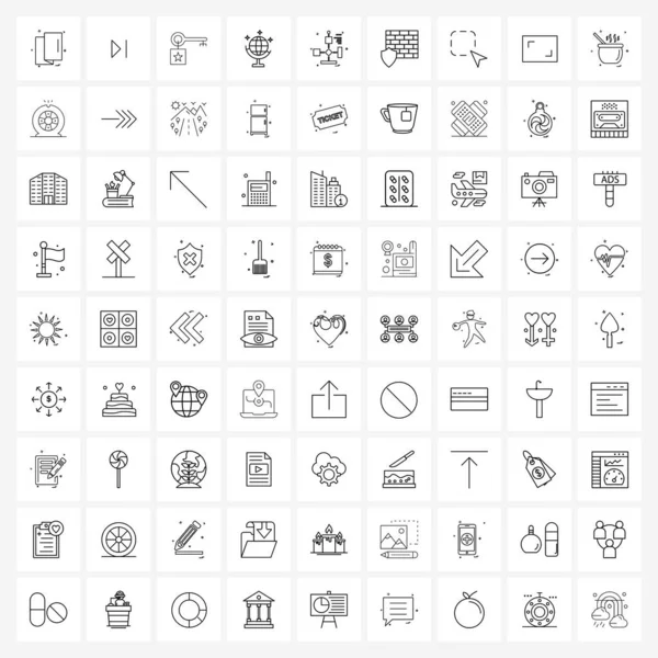 Universal Symbols Modern Line Icons Chart Internet Communication Banking World - Stok Vektor