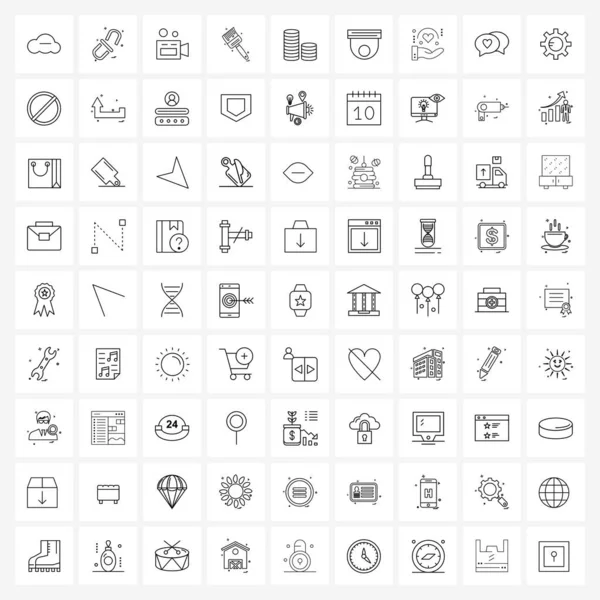 Vector Line Illustration Simple Line Icons Business Money Camera Tools — 스톡 벡터