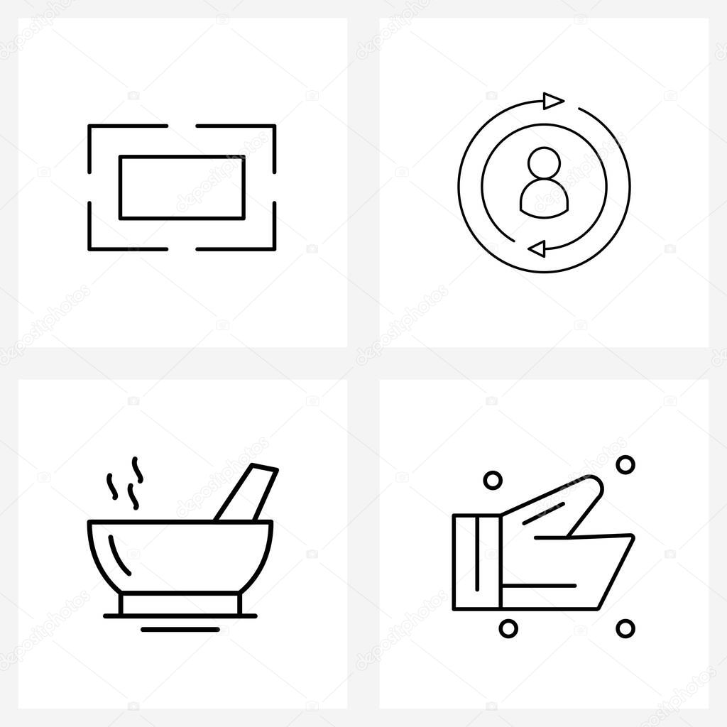 4 Universal Line Icon Pixel Perfect Symbols of retract, medical, smaller, marketing, soup Vector Illustration