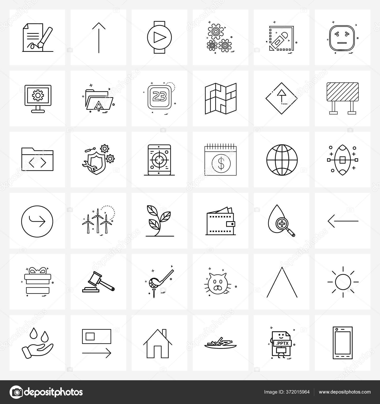 ensemble icones ligne signes symboles stylo crayon montre reglage moteur image vectorielle par ibrandify c illustration 372015964