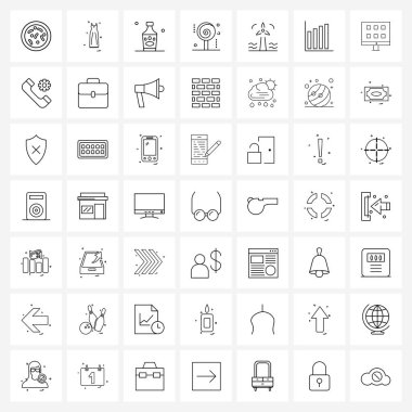 49 Arayüz Çizgisi Modern semboller seti Elektrik, tatlı, şampuan, şeker, içecek vektörü illüstrasyonu