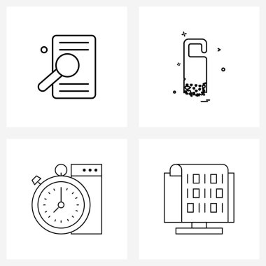 Arama ayrıntıları, zaman, etiket, sevgililer günü, Web Vektörü İllüstrasyonu 'nun 4 Modern Simgesi Satır Simgesi