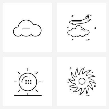 Mobil UI Hattı Simgesi 4 Modern Pictogram bulut, çiçek, bulut, aero uçağı, yaz Vector Illustration