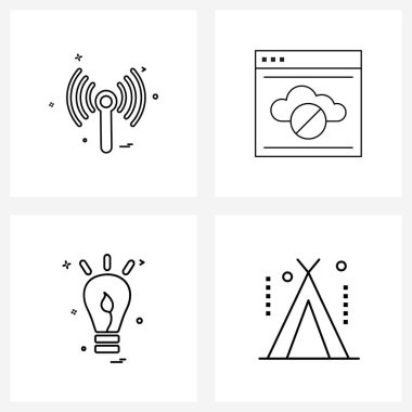 Mobil UI Çizgisi Simgesi 4 Modern Pictogram kızılötesi, ampul, pasifleştir, web sitesi, kamp taşıyıcı illüstrasyonu