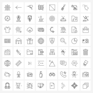 Özelleştirilmiş Semboller 64 Basit Satır Simgesi: Engelli, mobilya, inşaat, masa, çekmece vektörü illüstrasyonu