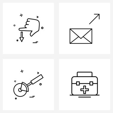 Satır Simgesi 4 Modern El, Kesici, Sol, Posta, İlk Yardım Vektörü İllüstrasyonu