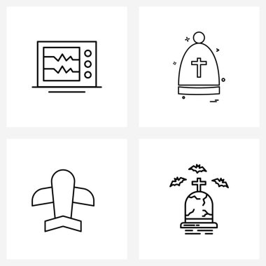 Mikrofon, uçak, sağlık, avatar, Halloween Vector Illustration üzerinde modern sembollerin 4 Arayüz Satırı Simgesi