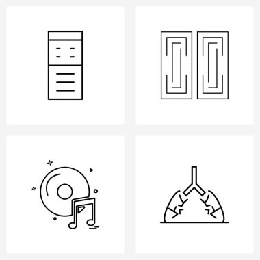 4 Düzenlenebilir Vektör Satırı Simgesi ve Bilgisayar, müzik, pc, hata ayıklama, video vektörü illüstrasyonu