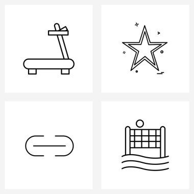 Koşu bandı, eklenti, spor, oran, bağlantı vektörü illüstrasyonu için 4 Satır Simgesi Stok Vektörü Simgesi