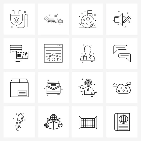 Satır Pictograph Grid Tabanlı Modern Biçim Seti Para Kredi Kartı — Stok Vektör