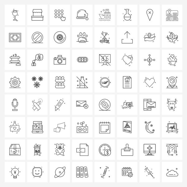 Набор из 64 современных икон логистики, корабля, шлюза, Рождества, шляпы Санта-Клауса
