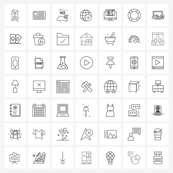Interface Line Icon Set Moderner Symbole Auf Dem Bildschirm Internet — Stockvektor