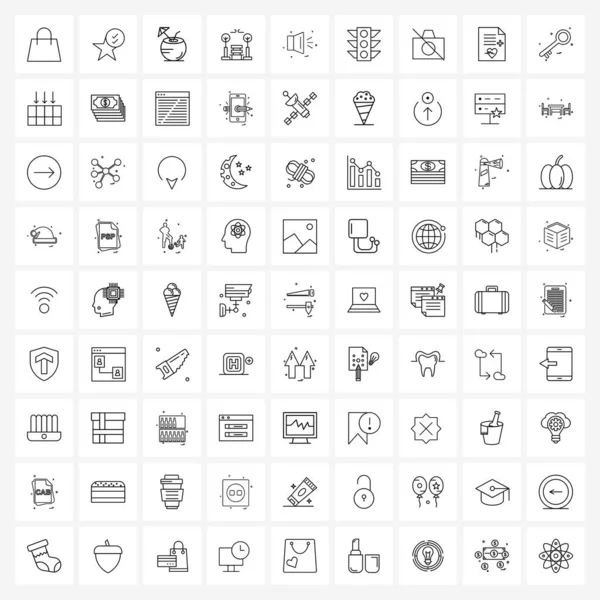 Izolált Szimbólumok Készlet Egyszerű Vonal Ikonok Kötet Hang Gyümölcs Nyilvános — Stock Vector
