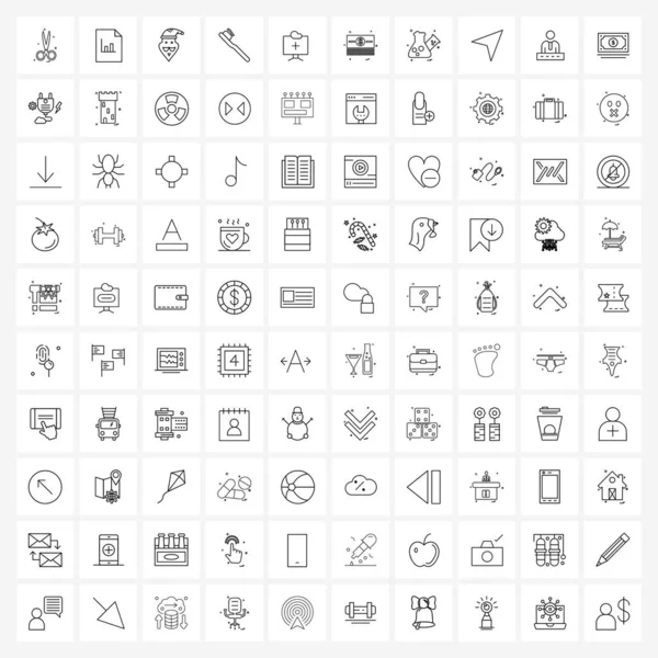 Set of 100 Simple Line Icons for Web and Print such as monitor, ass, funny, tooth brush, tooth Vector Illustration