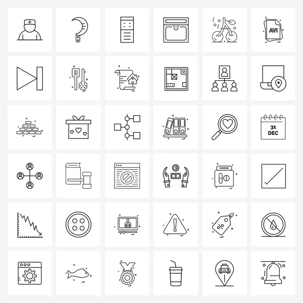 Interface Line Icon Set Moderner Symbole Auf Obst Schatz Computer — Stockvektor