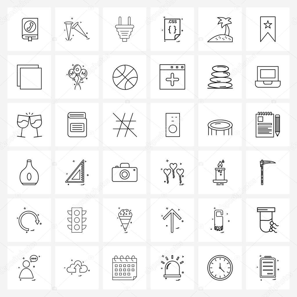 Set of 36 Modern Line Icons of file format, file type, nails, file, north Vector Illustration