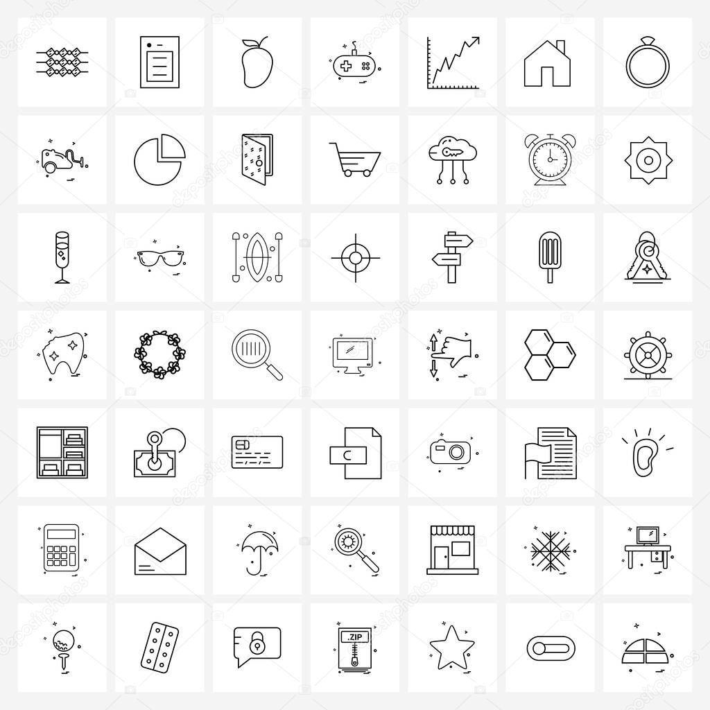 Pixel Perfect Set of 49 Vector Line Icons such as stats, graph, mango, remote, controller Vector Illustration