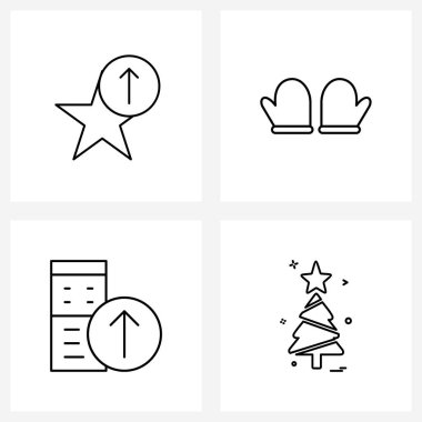 En sevilen, Cpu, upload, Winters, up Vector Illustration için 4 Satır Sembolleri Stok Vektör Simgesi Kümesi