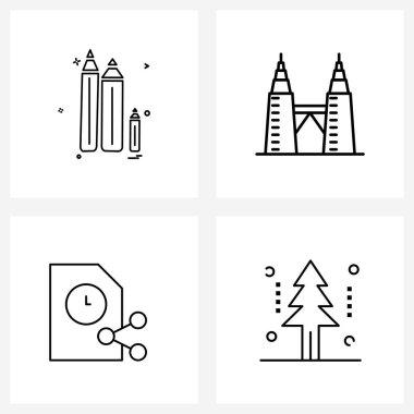 4 Evrensel Satır Simgesi Simgesi Kalem, veri, eğitimler, simge, dosya vektörü illüstrasyonu