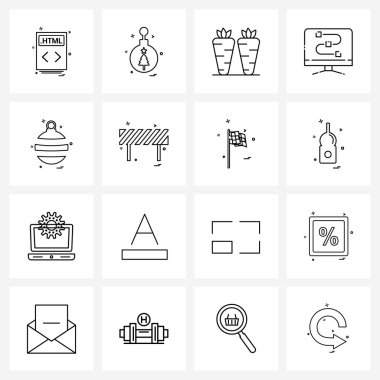 Web ve Yazdırma için 16 Basit Satır Simgesi kümesi Bağlantı, Bağlantı, Noel, Sebze, Çiftlik Vektörü İllüstrasyonu