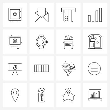 UI 16 temel hat simgesi para, sinyal, atm, ulaşım, ödeme vektörü ilülasyonu