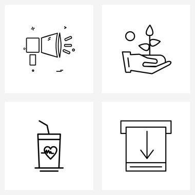 4 Arayüz Satırı Modern semboller seti hoparlörde, medikal, hacim, hemşirelik, yenilen Vektör İllüzyonu