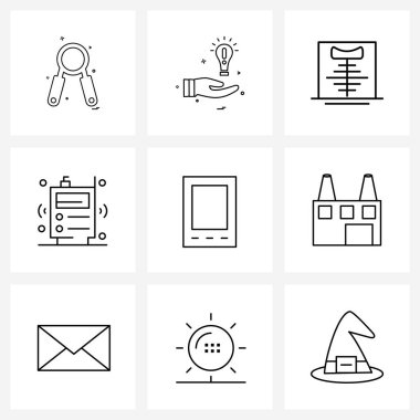 UI Telefon, spor, tıp, macera, savaş benzeri Vektör İllüstrasyonu 'nun 9 Temel Satır Simgesi