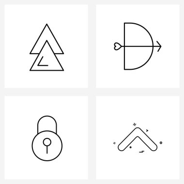 Okların 4 Basit Satır Simgesi Modern Vektör Çizgisi ResmiComment, open, up, bow, unlocked Vector Illustration